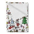 thumbnail image 2 of Cartoon Soft Flannel Fleece Throw Blanket, Christmas Concepts Drawn in Style Santa Snowman Children Presents Mistletoe, Cozy Plush for Indoor and Outdoor Use, 50" x 60", Multicolor, by Ambesonne, 2 of 5