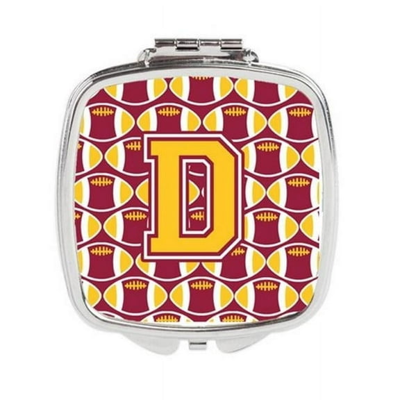 Carolines Treasures Letter D Football Maroon & Gold Compact Mirror - Maroon & Gold