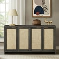 thumbnail image 6 of ARKANTOS Wood Sideboard Buffet Cabinet with Adjustable Shelves and 4 Rattan Doors, Charcoa Oak, 6 of 6