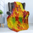 thumbnail image 4 of Fall Soft Flannel Fleece Blanket, Different Colored Vibrant Many Autumn Maple Leaves Nature in November Scenery Photo, Cozy Plush for Indoor and Outdoor Use, 50" x 60", Yellow Purple, by Ambesonne, 4 of 5