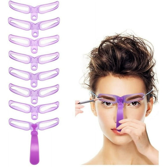 Pekkaxy Eyebrow Stencils, Eyebrow Template, Eyebrow Shaping Kit,8 Styles Reusable Eyebrow Stencil with Handle and Strap, Washable