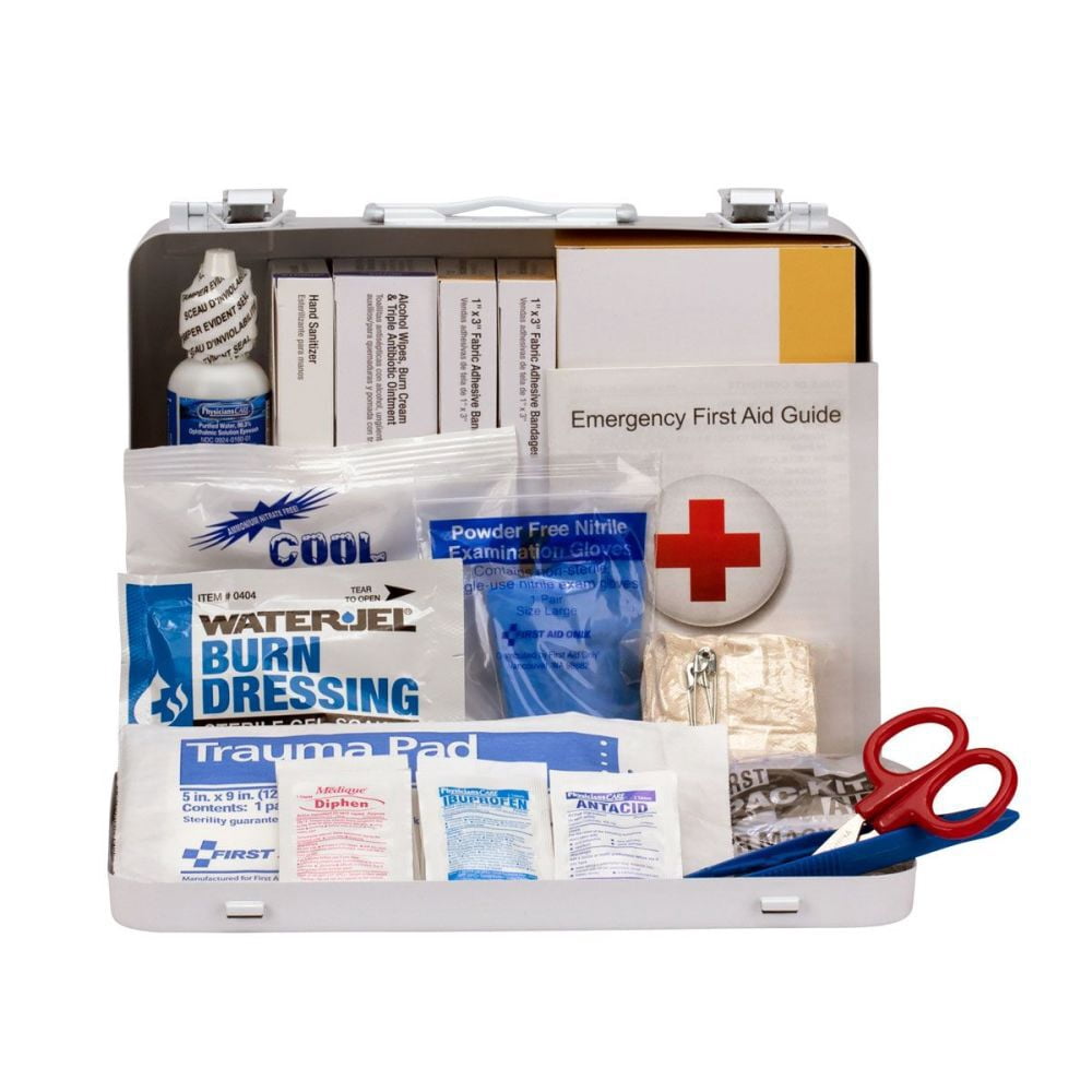 25 Person Vehicle First Aid Kit, Metal Weatherproof Case, ANSI Compliant