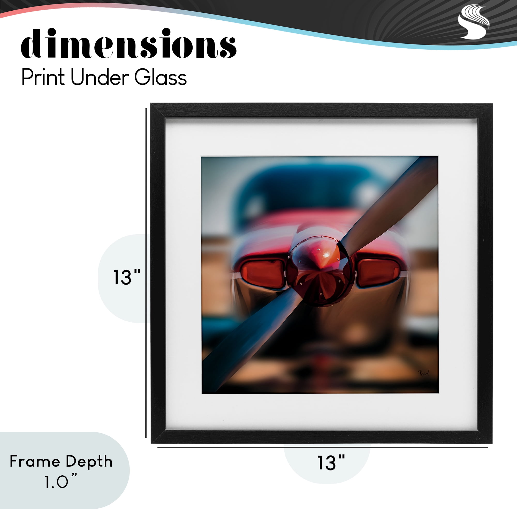 Stupell Industries Red Aircraft Propeller Black Framed Print Under Glass, design by Renel Peters