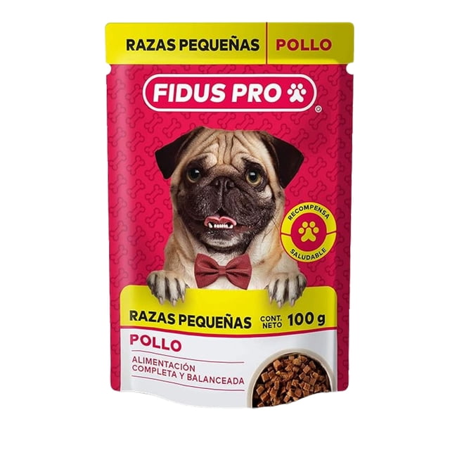 Alimento Húmedo Fidus Pro Razas Pequeñas Pouch 20 Sobres Sabor Pollo 100 g