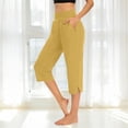 thumbnail image 2 of JJHGVB capris pants pantalones capri pedal pushers for women women's capris Elastic Waist mid-calf length Slacks Cropped Pant capri lounge pants Knee Length Capri Pants High Waist Yellow L, 2 of 7