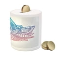 thumbnail image 3 of Yoga Piggy Bank, Tribal Patterned Boho Ornamental Lotus Flower Art, Ceramic Coin Bank Money Box for Cash Saving, 3.6" X 3.2", Dried Rose White, by Ambesonne, 3 of 4