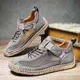 thumbnail image 2 of Rokment Women's Men's Vintage Stitching Mesh Leather Patchwork High Top Fashion Sneakers Fall Breathable Casual Slip on Walking Flat Non Slip Driving Work Tennis Shoes Grey Size 9, 2 of 5