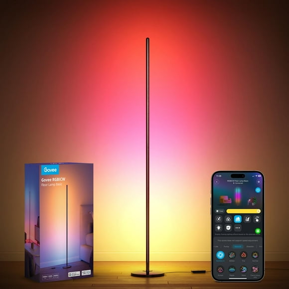 Govee Lampe sur Pied RGB de Base, Lampe d'Angle LED Compatible avec Alexa, Lampe sur Pied Moderne Intelligente 1000 Lumens avec Synchronisation Musicale et 16 Millions de Couleurs DIY, Couleur C