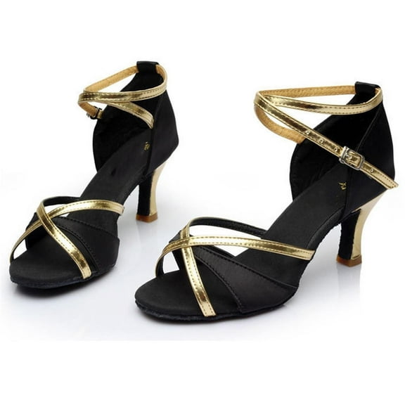 EQWLJWE Women's Latin Dance Shoes Satin Professional Ballroom Salsa Practice Performance Dance Shoes