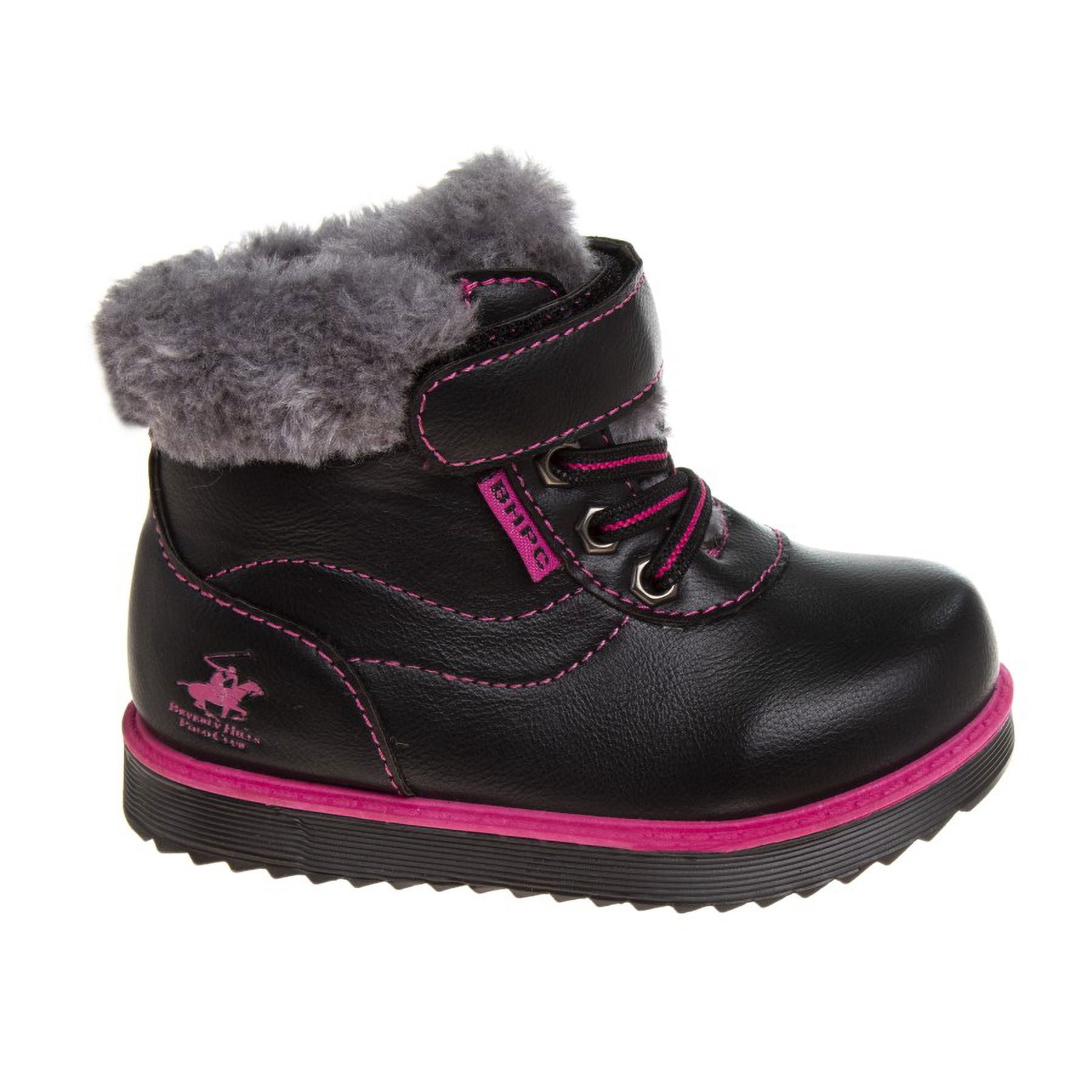 Beverly Hills Polo Club Toddler Girls Faux Fur Lace-Up Boots, Black