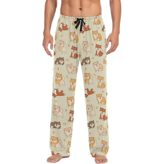 GZHJMY Cute Cartoon Dog Mens Pajama Pants, Comfortable and Soft Men Pajama Bottoms, with Pockets and Drawstring, Christmas New Year Birthday Father's Day