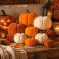 thumbnail image 4 of Velvet Pumpkin Decor, 6/8/10cm Foam Fabric Pumpkin Fall Decorations for Thanksgiving Halloween Home Table Mantel Centerpiece, 4 of 6