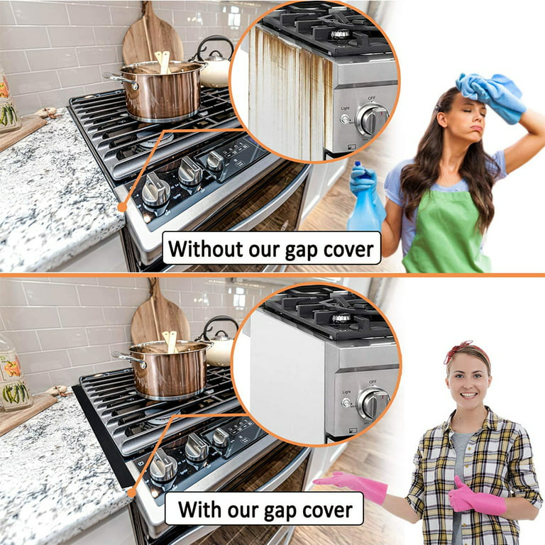 Silicone Gap Cover, (2 Pack) Silicone Gap Stopper Kitchen Stove Counter Gap  Covers - 21 inches Flexible Stove Space Fillers, Food Grade, Non-Toxic,  Black 