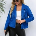 thumbnail image 6 of jtjvou Women's Classic Notched Lapel Asymmetric Zip Motorcycle Faux Suede Leather Jacket Blue XXL, 6 of 7