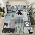thumbnail image 2 of Homewish Wild Animal Deer Queen Sheet Sets,Tropical Botanical Pine Flat Sheet,Gray Green Queen Fitted Sheet For Boy Kids,Super Cozy Room Decor,4-Piece, 2 of 7