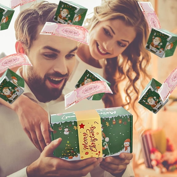 Surprise Box Gift Box for Money, Bigersell Unique Folding Bouncing Christmas Explosion Surprise Gift Box Sets of 18 Green Money Box for Cash Gifts
