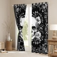 thumbnail image 3 of jejeloiu Spooky Gothic Black Out Curtains,Skull Flower Pattern Curtains Pack of 2 (42x63 Each),White Gray Black Bedroom Curtains For Men Women,Super Cozy Room Decor, 3 of 6