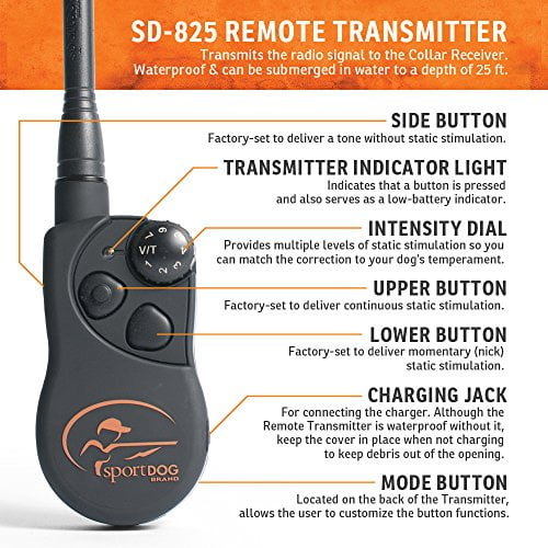 SportDOG Brand SportTrainer 700 m Remote Trainer - Waterproof, Rechargeable  Dog Training Collar with Tone, Vibration, and Shock - SD-825E 