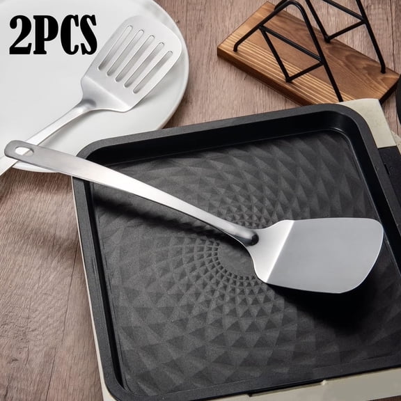 Stainless Steel Spatulas Set,Metal Spatula,Silver Slotted Turner,Solid Turner,Kitchen Spatulas for Nonstick Cookware,Dishwasher Safe,Easy to Clean