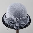 thumbnail image 2 of MEICHEN Fashion Solid Color Bowler Hat with Bowknot Mesh Ornament for Women Winter Elegant Retro Cloche Hat Women's Bucket Hat, 2 of 6