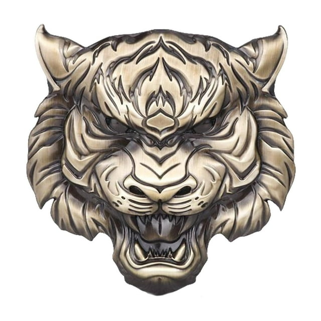 Almencla Autocollant Auto Tête de Tigre Métal Rétro Style Auto-Adhésif pour Fenêtre