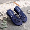 thumbnail image 4 of Loyisvidion Women Summer Daisy Shoes Lace Flip Flop High Heel Platform Shoes,Beach Shoes Navy 6(36), 4 of 7