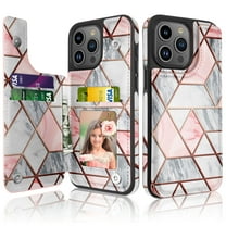 Ebizware for iphone 15 Pro Phone Case, Leather Wallet Case with Credit Card Cash Holder for Women Men Magnetic Folio Flip Kickstand Cover for iphone 15 Pro [Marble Pink]