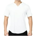 thumbnail image 1 of cfhntfmh Mens Gym Shirts Summer Basic Solid Color Short Sleeve V Neck Tees Casual Loose Athletic Workout Tops, 1 of 7