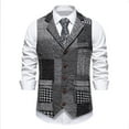 thumbnail image 3 of uikmnh Vests for Men Classic Lapel Retro Patchwork Houndstooth Vest for Men's Stylish Outerwear Wardrobe Size:L, 3 of 8