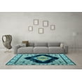 thumbnail image 3 of Ahgly Company Indoor Round Abstract Light Blue Modern Area Rugs, 4' Round, 3 of 4