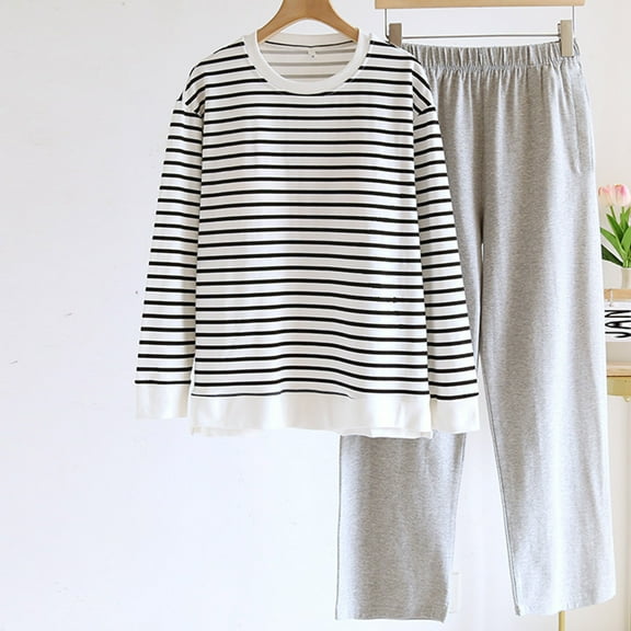 Xunlbb Womens Pajamas Ladies' Fashionable And Home Outfit With Chest Cushion Spring And Fall Plus Size Long Sleeved And Pants Sets M-2XL