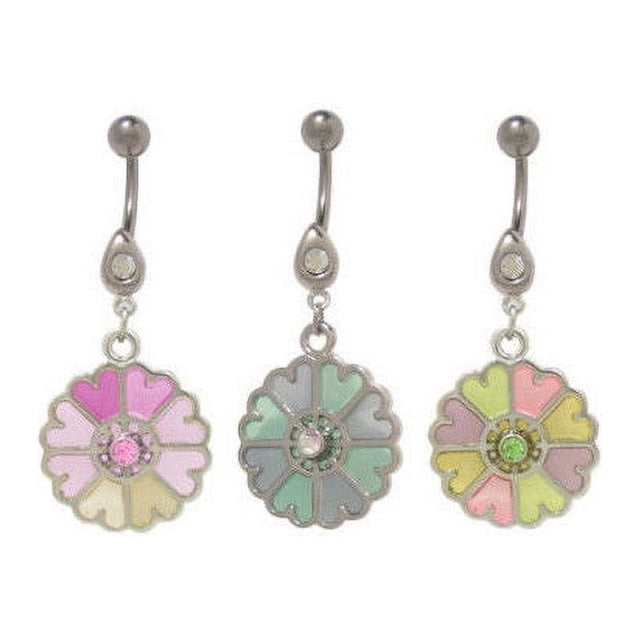 Bague de Nombril Suspendue Fleur Pastel