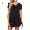 thumbnail image 1 of Sonducket Amart - Camiseta de mujer de manga corta con cuello en V y blusa holgada plisada Prendas para la parte del cuerpo negro L, 1 of 7