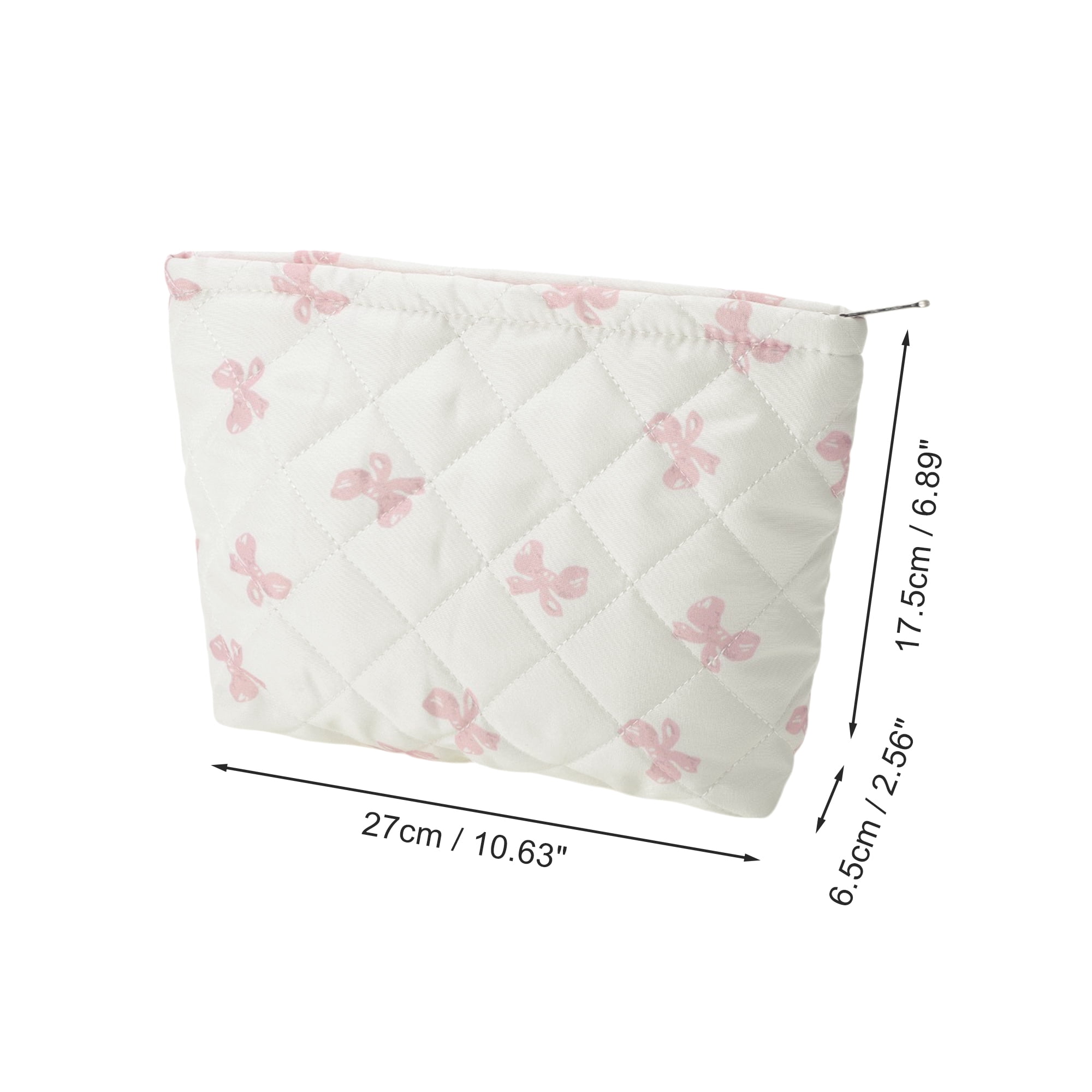 Unique Bargains 1 Pc Fashion Plaid Bow Makeup Bag for Organization Pink
