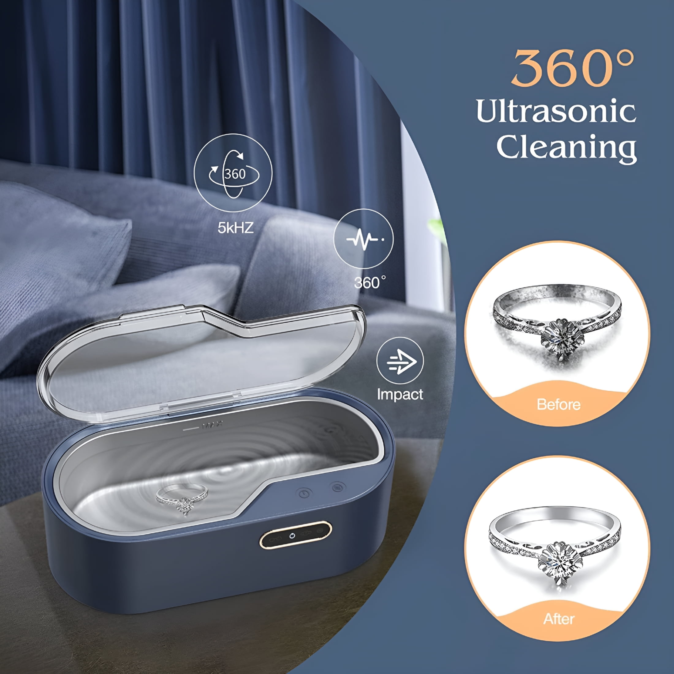 HIBIBUD 2026 New Ultrasonic Jewelry Cleaner Machine, 15Oz 45Khz Ultrasonic Cleaner with 4 Time Settings for Jewelry, Glasses, Watches, Rings
