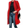 thumbnail image 6 of YDFCWXW Women's Solid Single Button Wool Blends Winter Turn-Down Collar Warm Lining Long Trench Coat Red, L, 6 of 9