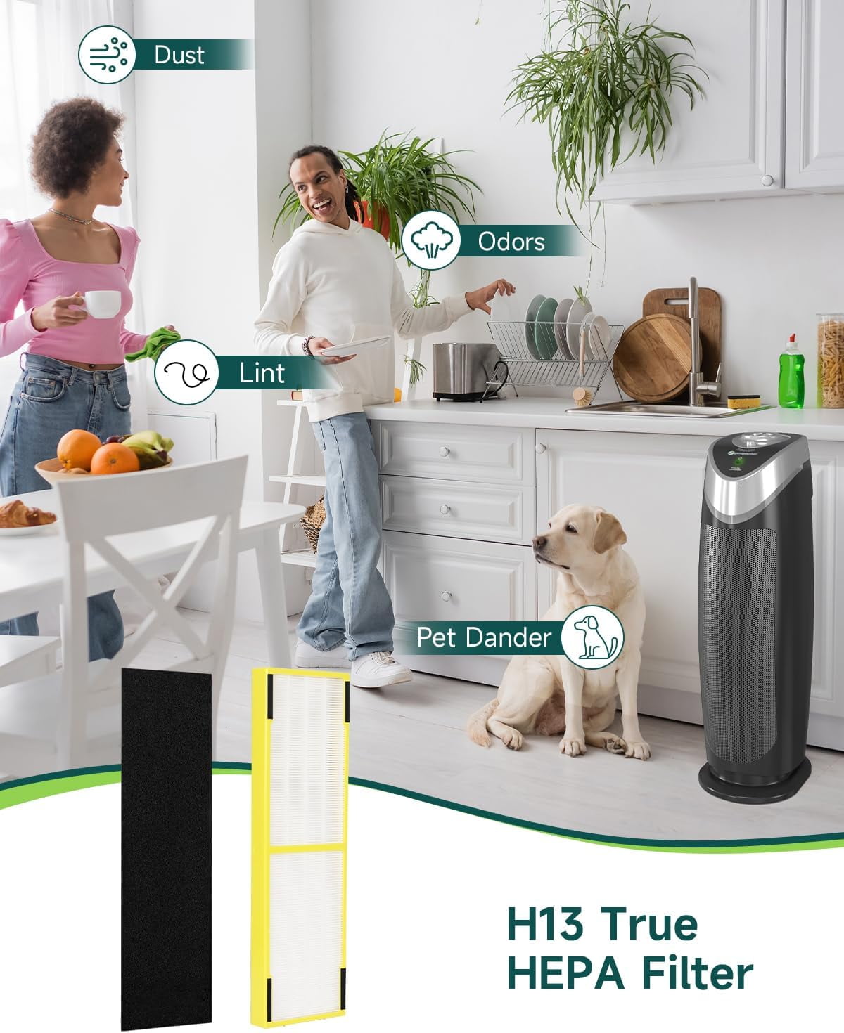 Future Way FLT4825 Air Purifier Filter Replacement, 2 True HEPA & 4 Carbon Filter Combo Pack, Compatible with Guardian AC4825E, AC4300BPTCA, AC4900, AC4850-2 Air Purifiers
