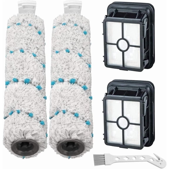2PC Multi-Surface Vacuum Brush Rolls and 2PC 1866 Replacement Vacuum Filters, Compatible with Bissell CrossWave Cordless Max 2554 2554A 2590 2593 HydroSteam Plus Series 3515 3513 3518 Vacuum Cleaner
