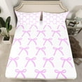 thumbnail image 2 of Castle Fairy Boys Girls Teens Kawaii Ribbon Bow Twin Sheet Sets 3pcs,Purple White Bowknot Twin Fitted Sheet Microfiber,Dreamy Princess Bowtie Breathable Flat Sheet,Microfiber Bedroom Decor, 2 of 7