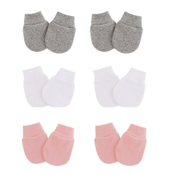 6 Paires de Mitaines pour Nouveau-Né Gants pour Bébé et Tout-Petit Mitaines Sans Rayures pour Bébés 0-6 Mois pour Garçons et Filles