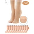 thumbnail image 3 of Gustave 5 Pairs Women Nylon Elastic Short Ankle High Sheer Stockings Silk Short Socks Lady's Hosiery, Beige, 3 of 6