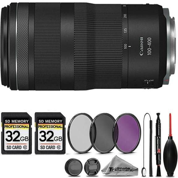 Canon RF 100-400mm f/5.6-8 IS USM Lens  3PC FILTER   64GB STORAGE BUNDLE KIT (International Version)