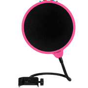 Dragonpad USA 6" Round Gooseneck Microphone Studio Pop Filter with Clamp - Pink/Black