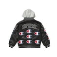 thumbnail image 2 of Supreme Men's Champion Hooded Satin Varsity Jacket Black, from StockX, 2 of 3