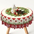 thumbnail image 2 of Nanqianyi Christmas Wreath Snowflake Round Tablecloth,60 Inch,Washable Table Cover for Holiday Party Kitchen Dinning Decor, 2 of 6