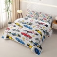 thumbnail image 3 of Homewish Race Car Bed Spread Queen For Boys And Girls,Red Blue Yellow Checkered Flag Queen Coverlet Set,3-Piece, 3 of 7