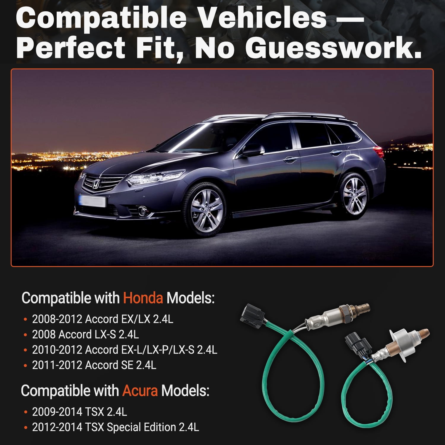 2 PCS Oxygen Sensor Upstream Downstream O2 Sensor Compatible with 2008-2012 Honda Accord, 2009-2014 Acura TSX 2.4L L4 Replace 234-9091, 250-24833, 36531-R40-A01, 36532-R40-A01