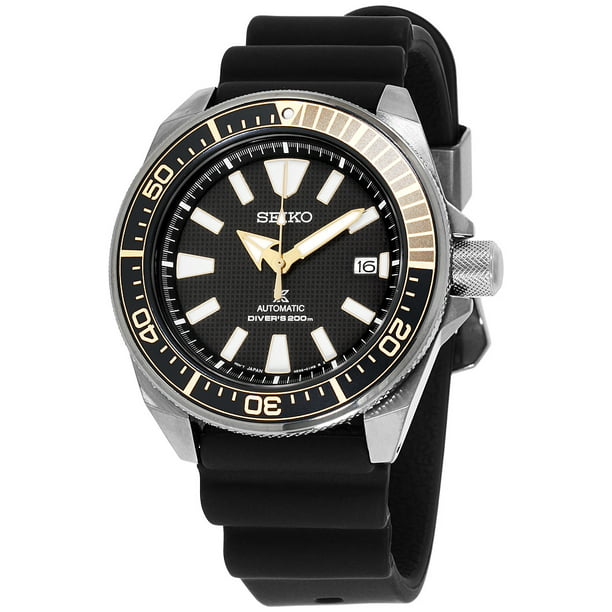 Seiko Men's Prospex Black Ion Automatic Dive Watch with Black Silicone  Strap 200 m SRPB55 