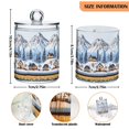 thumbnail image 5 of Yayeee 4 Pack Qtip Holder Bathroom Cotton Swab Canister with Lid Clear Dispenser Set, Winter Village, 5 of 6