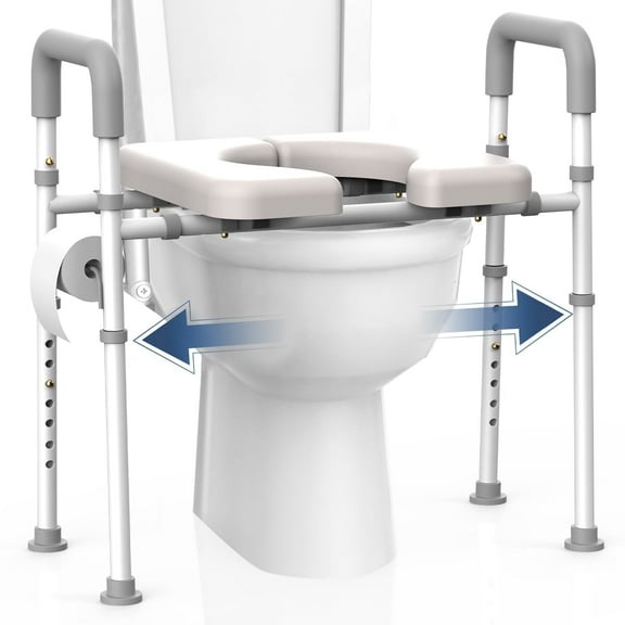 Raised Toilet Seat with Handles - Adjustable Elevated Toilet Seat Riser